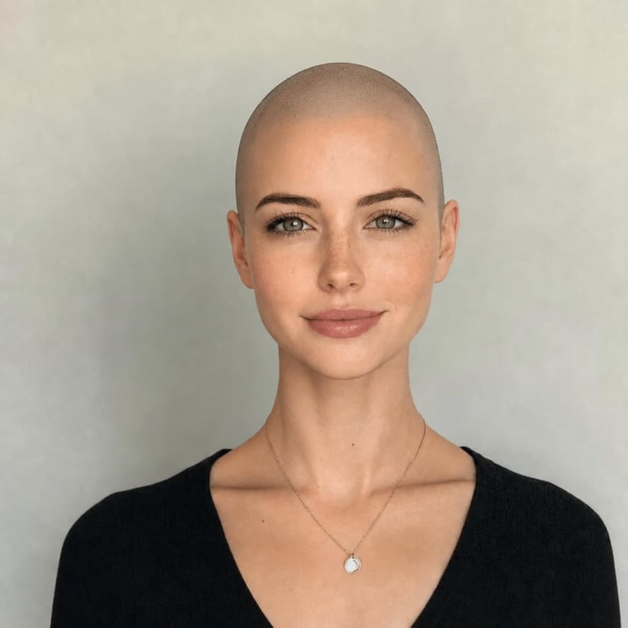 Portrait after applying the realistic bald hairstyle filter