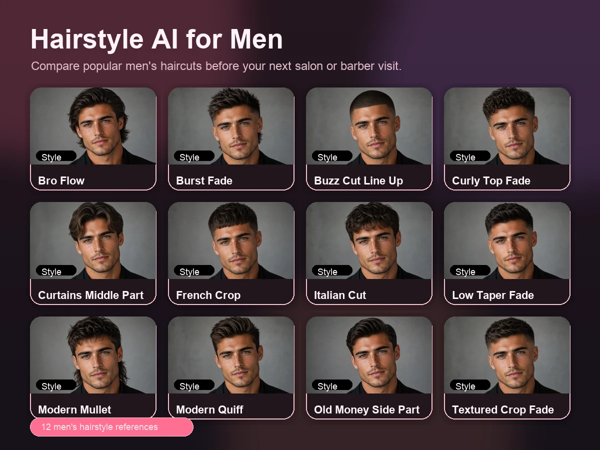 men hairstyle ai reference grid